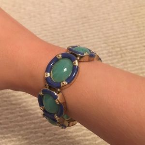 Blue, Green, and Gold Stretch Bracelet