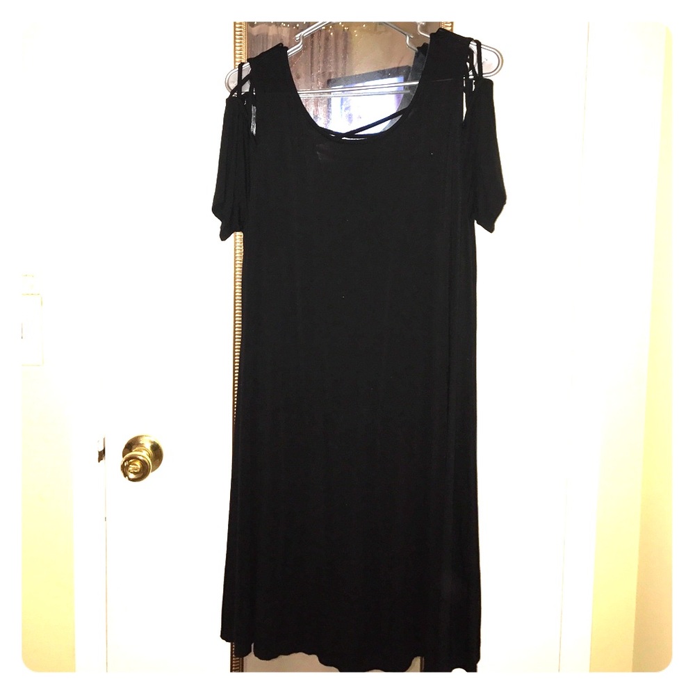 Forever 21 1x Black  Dress with Cross Cross Back