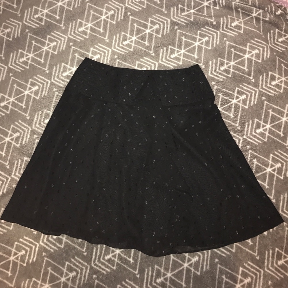 Loft Black Polka Dot Wrap Skirt