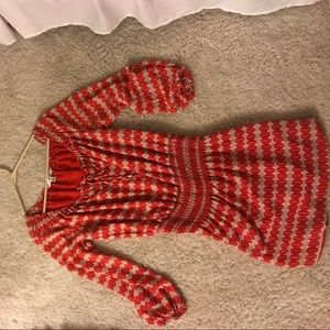 red and tan long sleeve dress! worn once