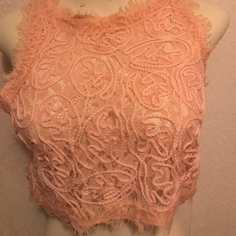 Pink crochet crop top