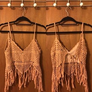 Boho crochet fringe crop top!