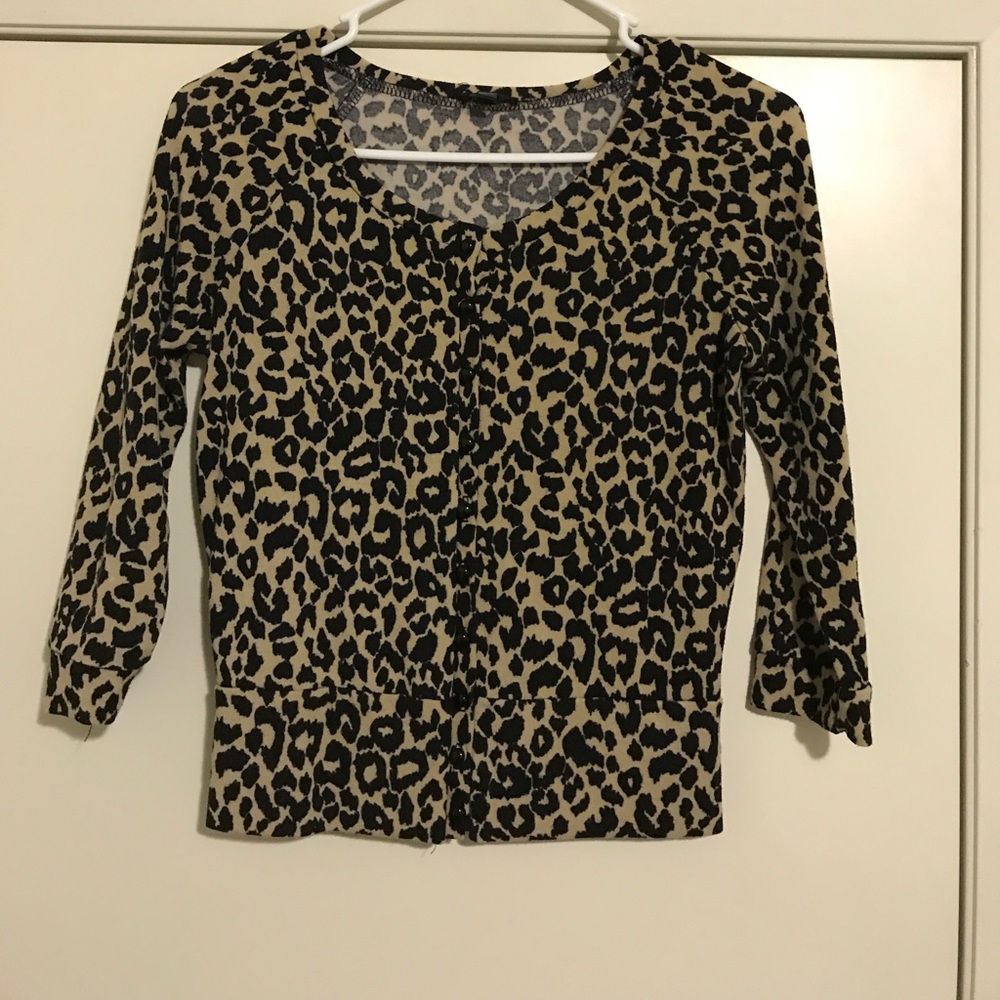women's small leopard cardigan
