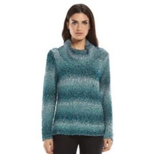 ELLE LUREX TURTLENECK TUNIC SWEATER OMBRE L NWT