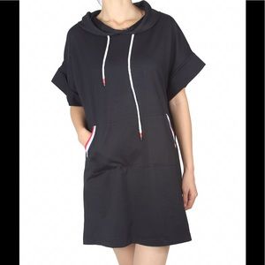 Jumper hoodie dress with strips