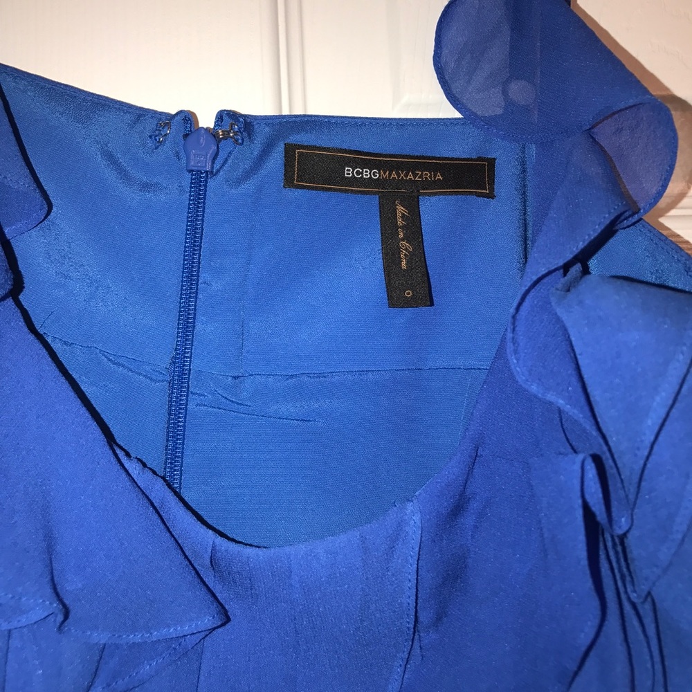 BCBGMaxAzria Ruffled Blue Dress Size 0 - Picture 3 of 7