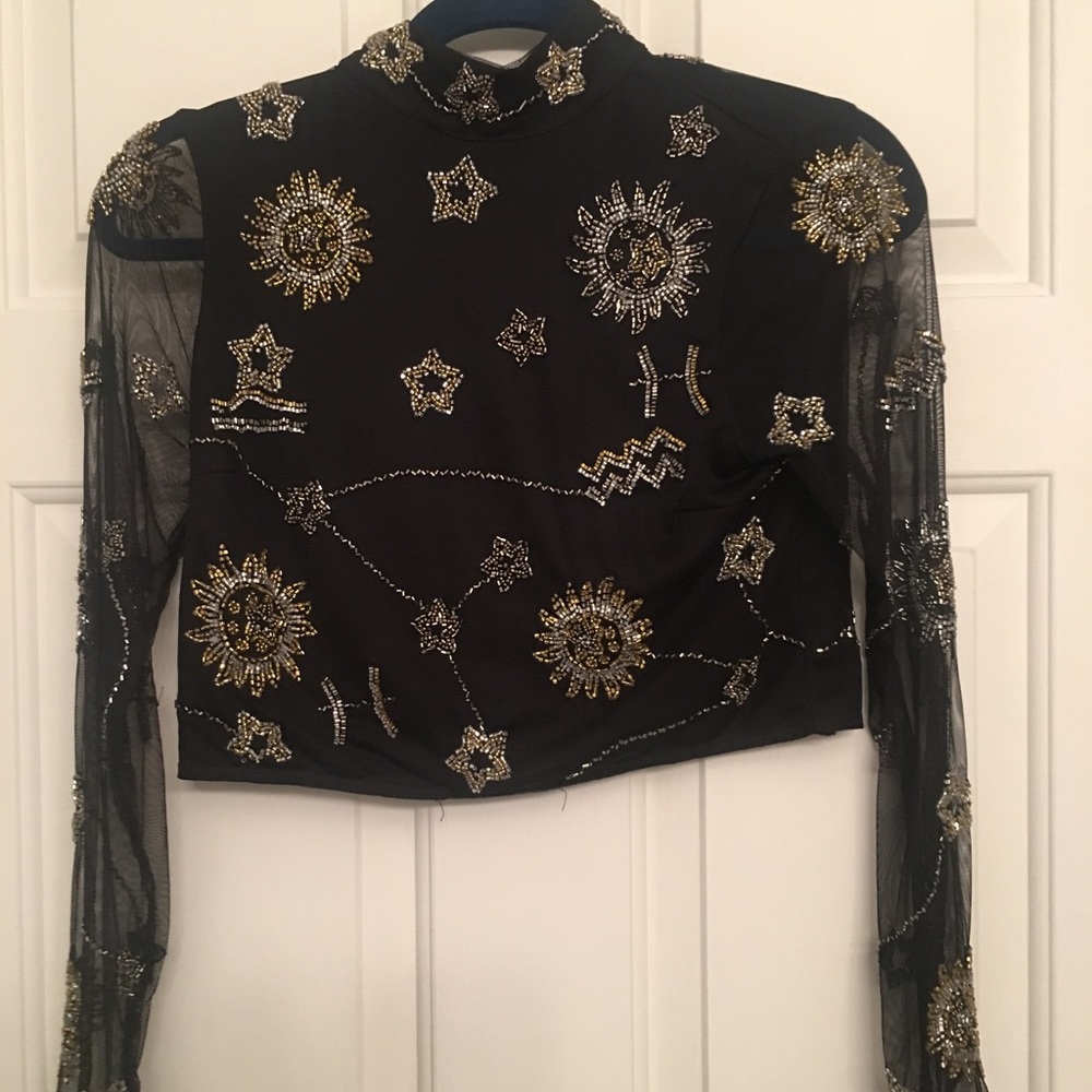 Asos Beaded Crop top with turtleneck - Size 6