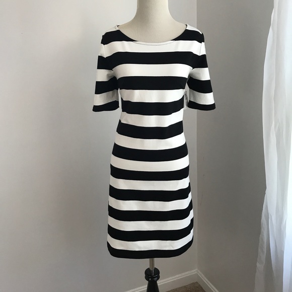 Black & White Striped Fitted Tee Dress NWT - Picture 6 of 7