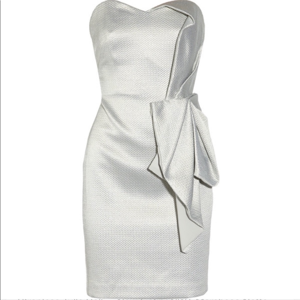 Notte by marchesa silver metallic short dress