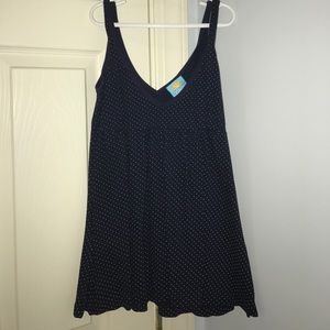 Navy polka dot tank