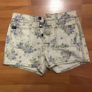 Purple green Floral shorts