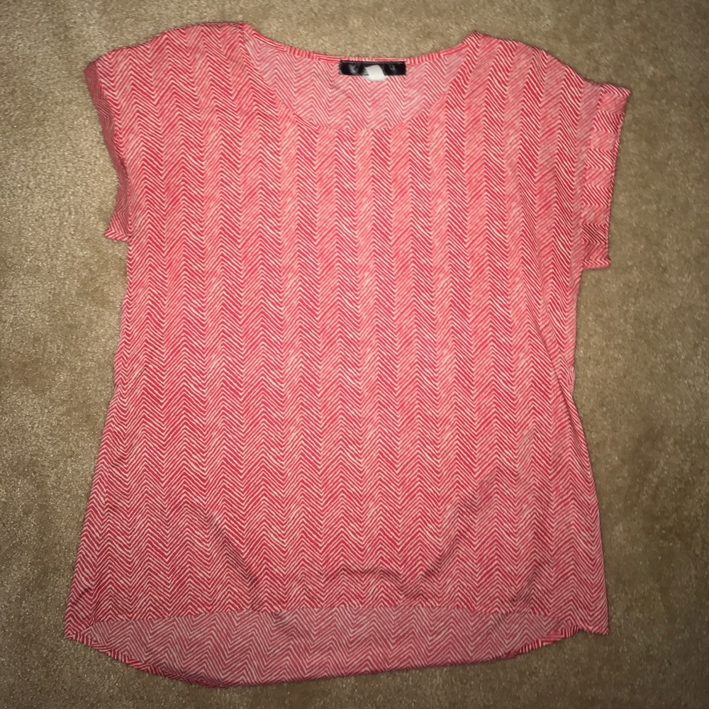 Zig Zag red and white chiffon top