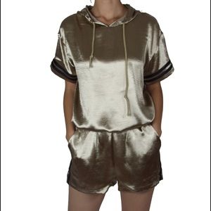 Metallic Gold track shorts n top set