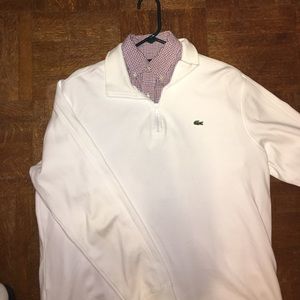 White Lacoste half zip