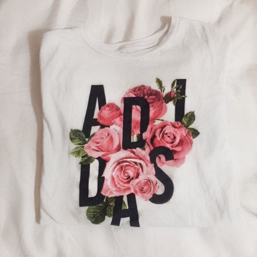 rose / floral adidas t shirt