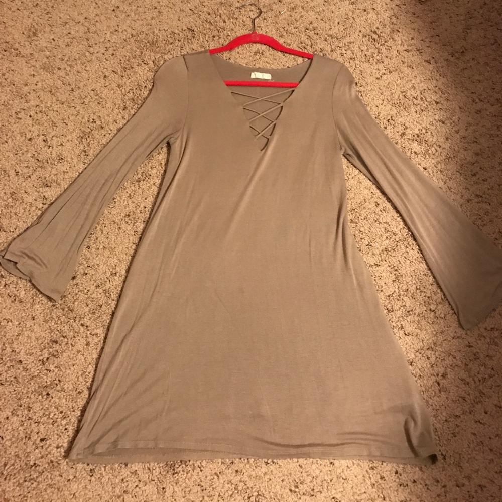 Tan lace up dress