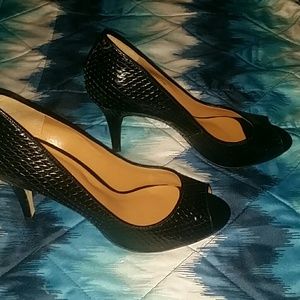 NWOT Talbots open toe black leather heels