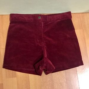 Velvet wine 🍷 color shorts high waisted shorts