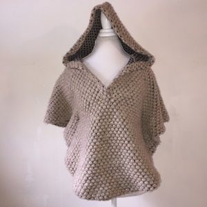 LF Bluette Bubble Knit Tan Hooded Short Poncho