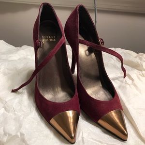 Mary Jane heels with gold toe cap