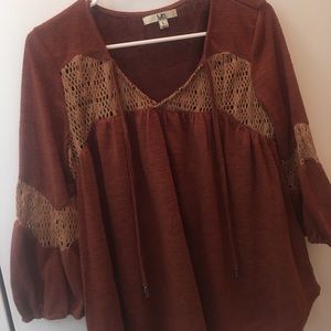 Brown flowy peasant top