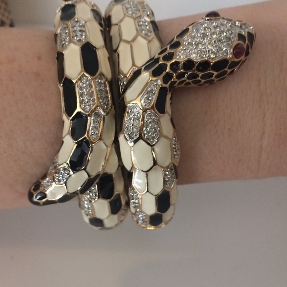 Judith Leiber Enamel & Crystal Snake Cuff Set - Picture 8 of 8