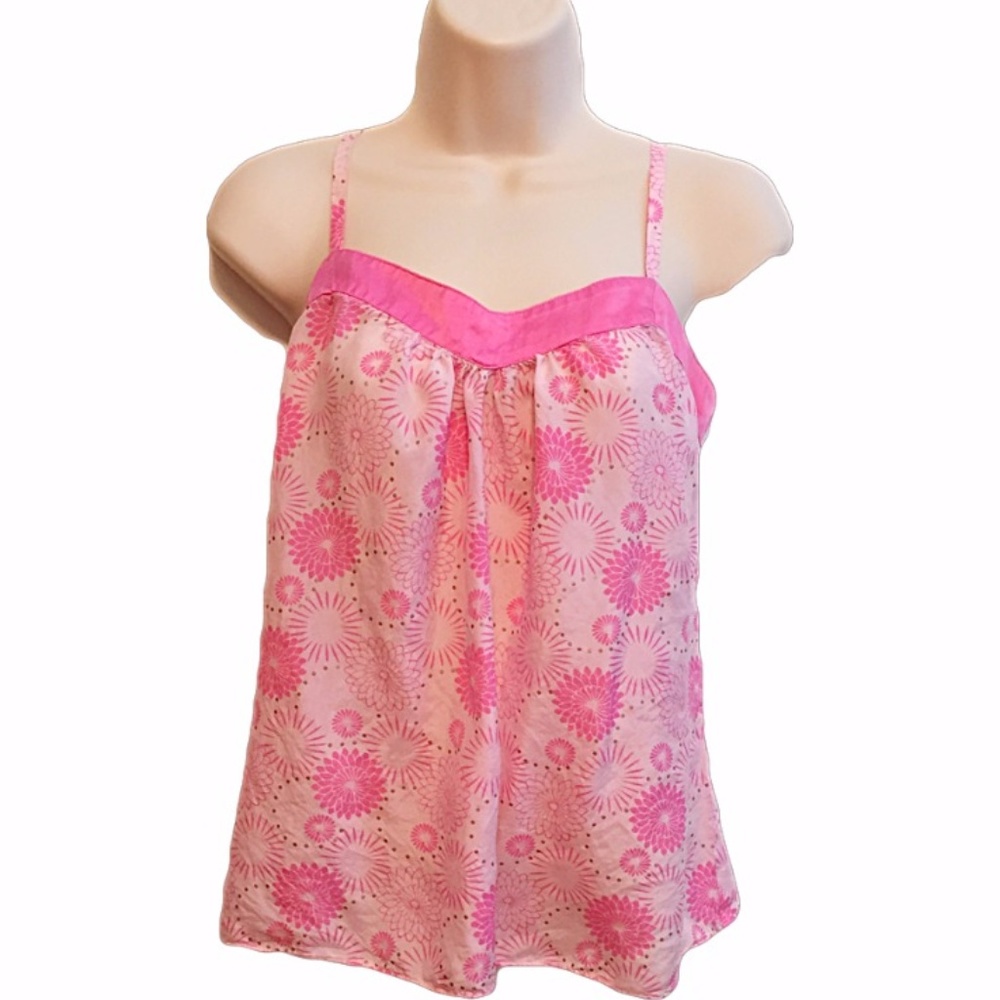 Express Pink Floral Top Small Silk