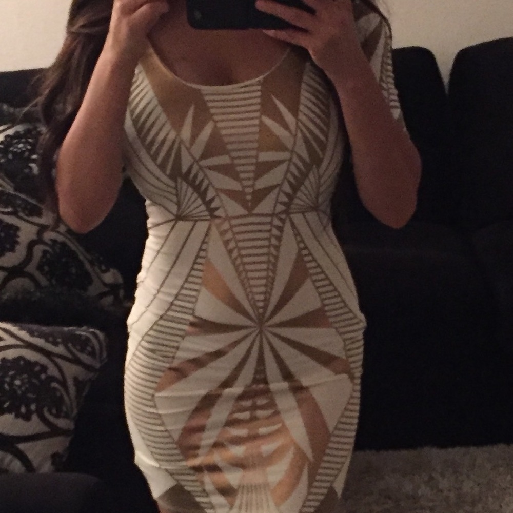 Cream and gold mini Bebe dress