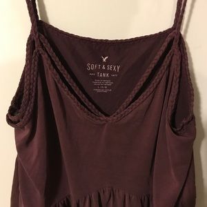 American Eagle Soft & Sexy Maroon Tank Top