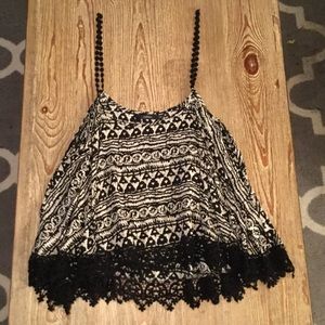 Cute black & white Boho festival top