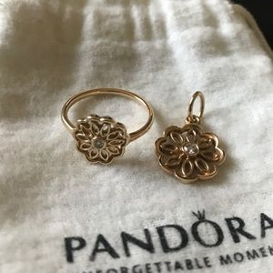 Pandora radiance diamond ring and pendant