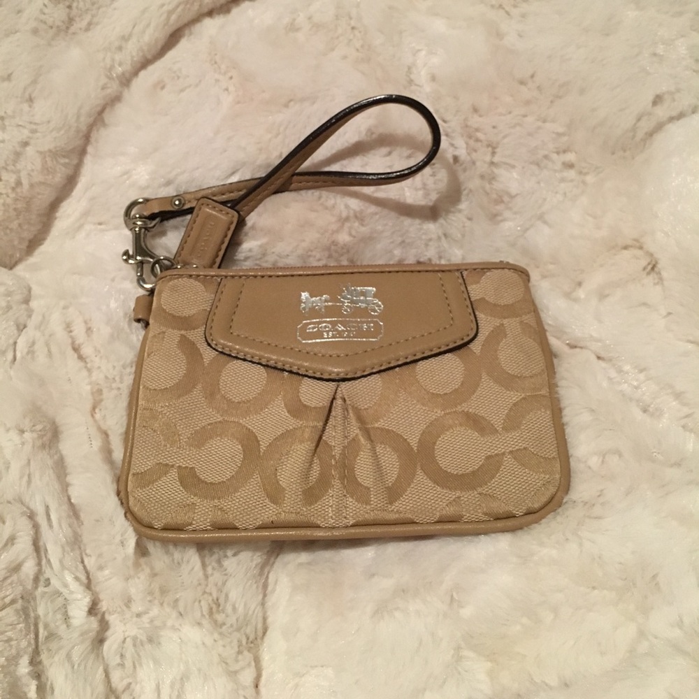 Authentic Coach Wristlet in Tan