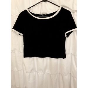 (SOLD ON MERC) Forever 21 Black Ringer Cropped Tee