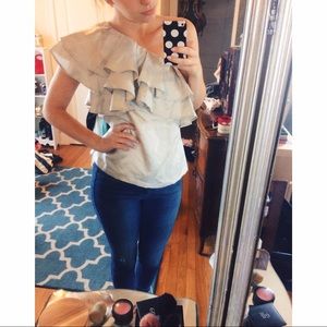 NWT Banana Republic Silver One Shoulder Blouse