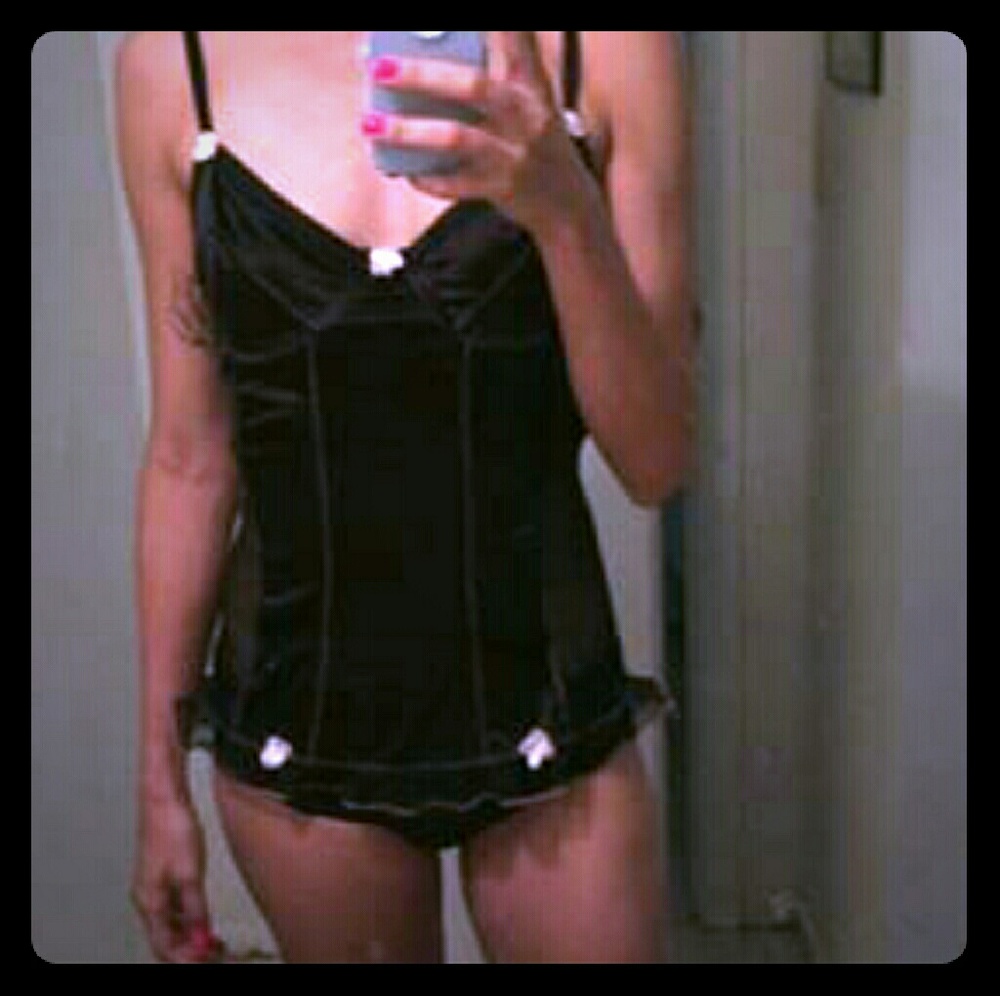 Black satin corset
