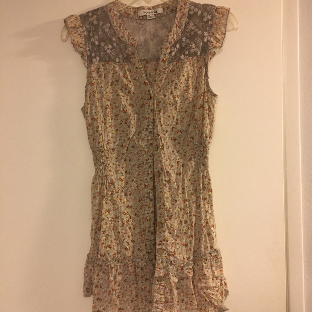 Floral and lace button down