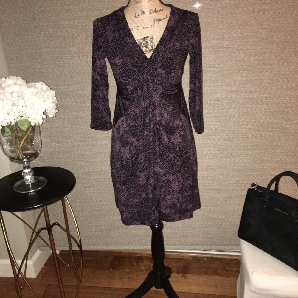 Daisy Fuentes Purple/Black Front Knot Dress.