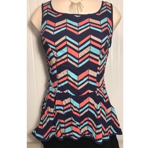Navy Stripped Peplum Top