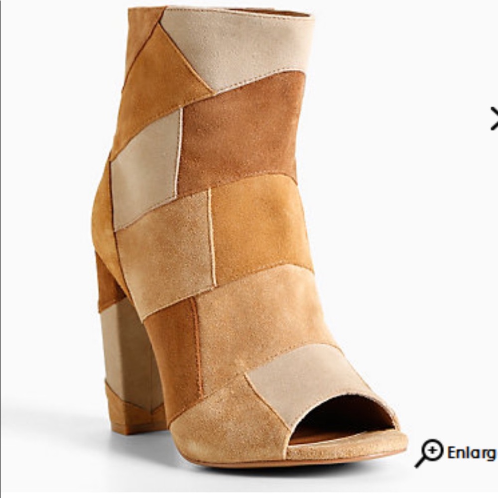 Faux suede patchwork heel booties (Wide Width)