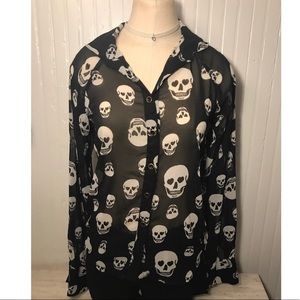 Chiffon Skull Button-Up