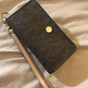 Michael Kors Brown Signature Wallet Wristlet