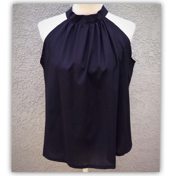 Boutique Tops - Choker Neck, Open Back, Chiffon Sleeveless Blouse