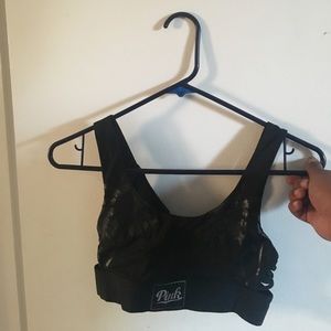Pink Victoria's Secret sports bra.