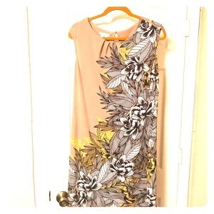 London times size 14 dress tan and yellow floral