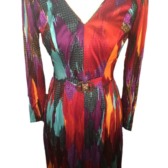 1970's Vintage Belted Dress - Picture 3 of 5