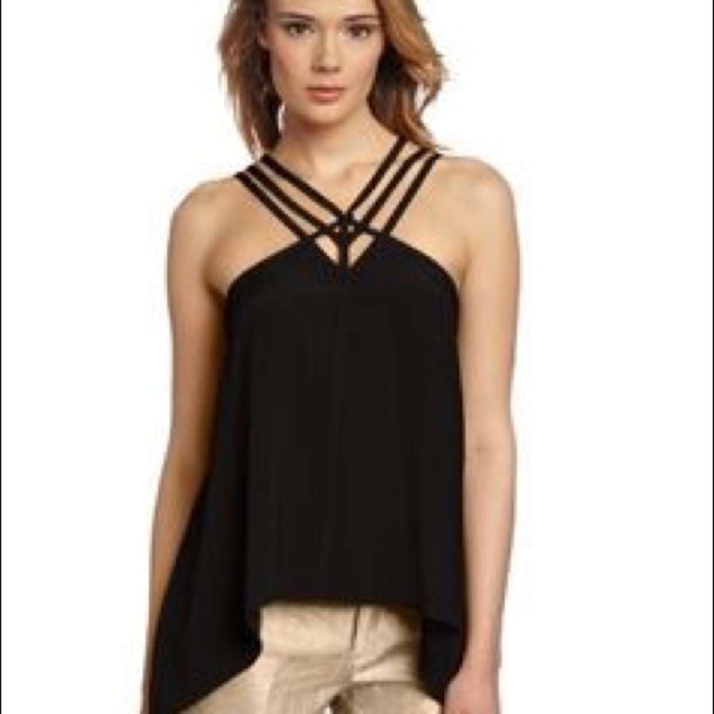 BCBG  DRAPED BLACK TOP