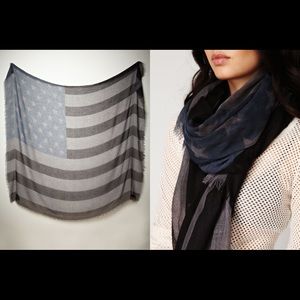 Free People grey & black American flag scarf