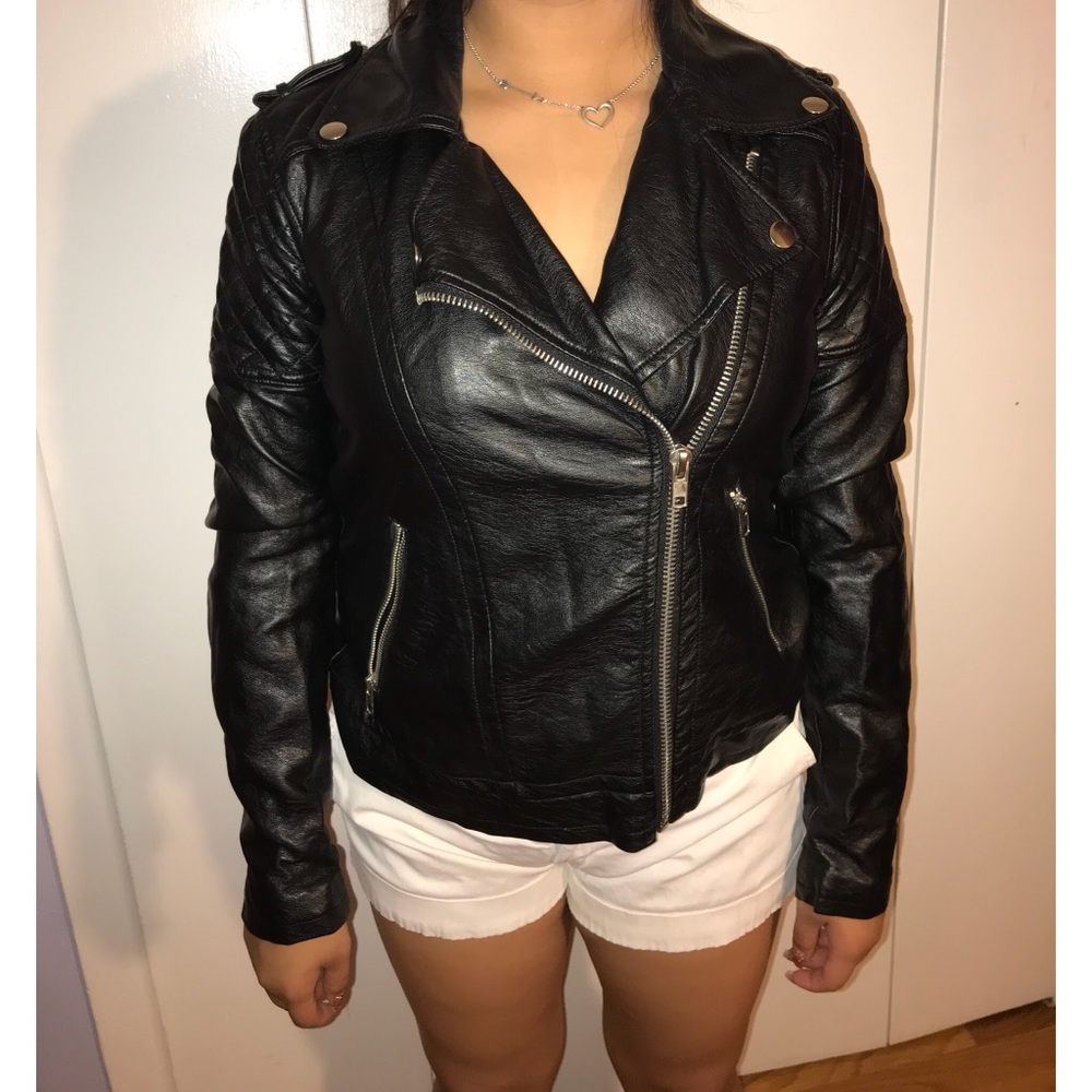 Black faux leather jacket
