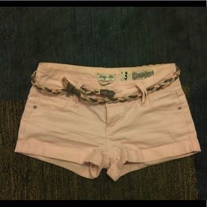 Light pink high waisted shorts with belt