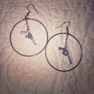 Silver gun earrings